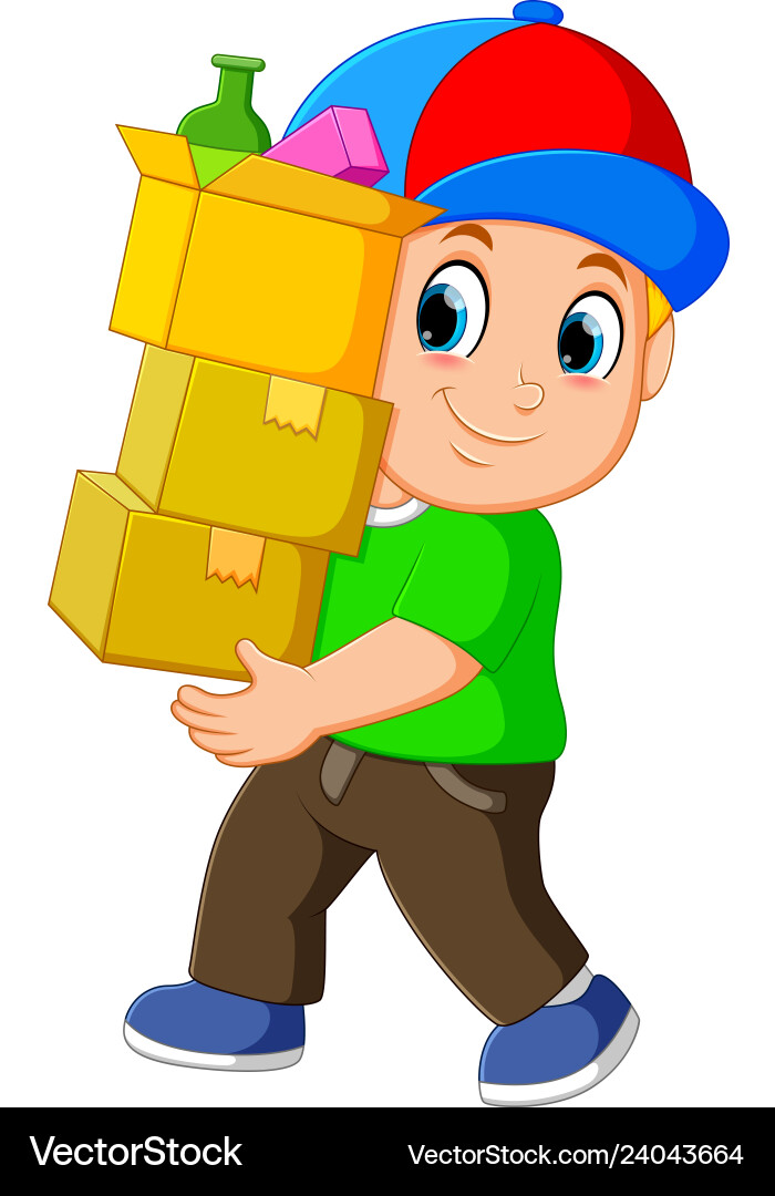 Man with stacked boxes Vector Image