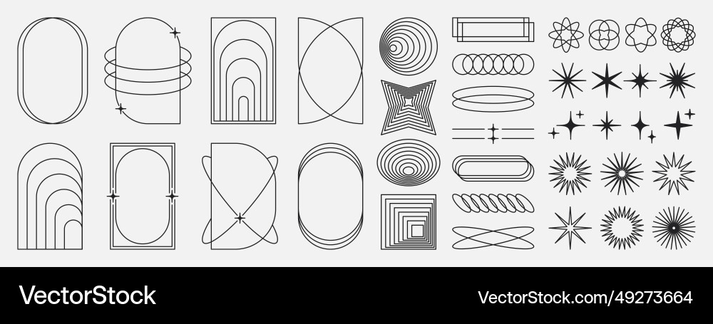 Minimalistic linear frames arches elements Minimalistic linear frames arches elements vector image
