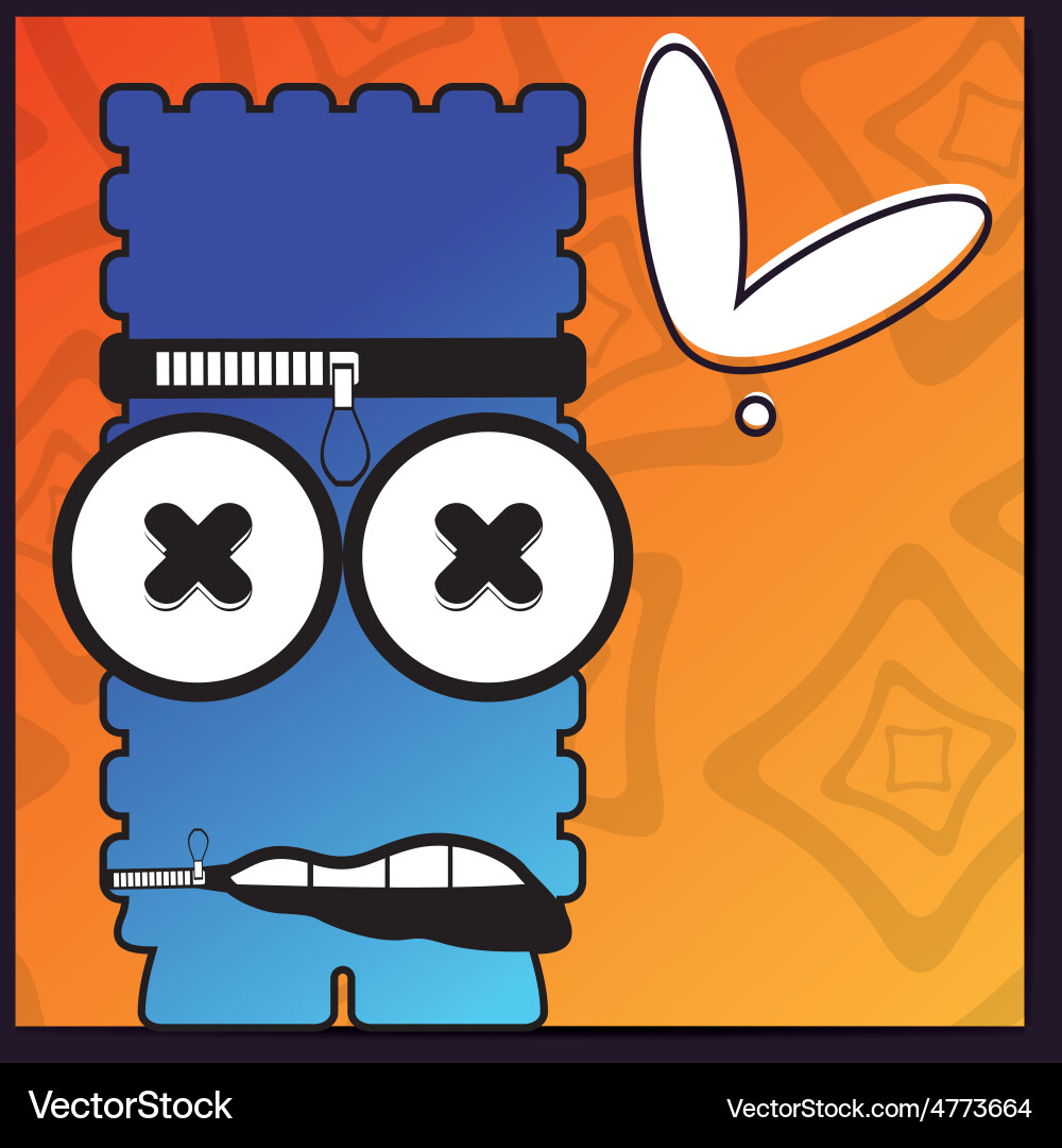 Monster with heart on abstract color background Vector Image