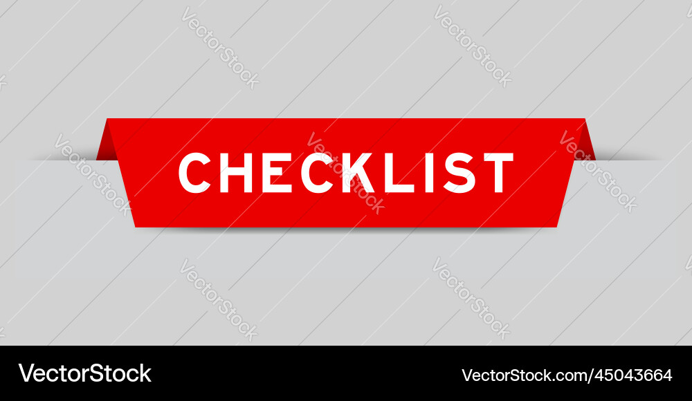 Red color inserted label with word checklist Vector Image