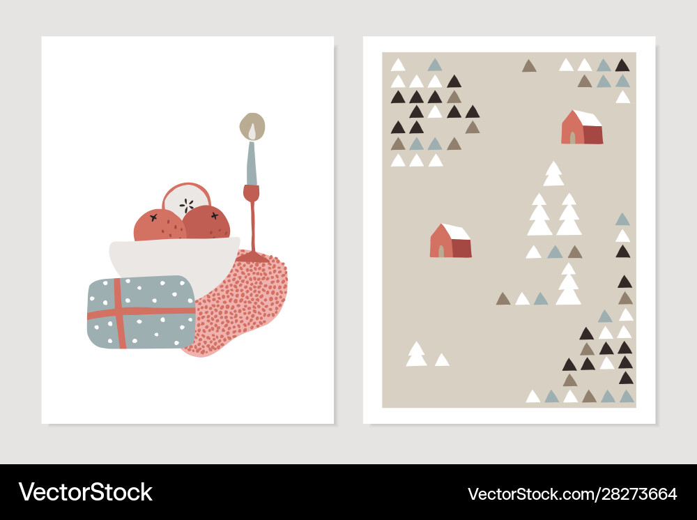 Scandinavian Christmas Cards Vector Image