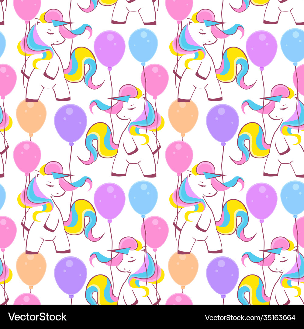 Seamless endless pattern with colorful unicorns vector image