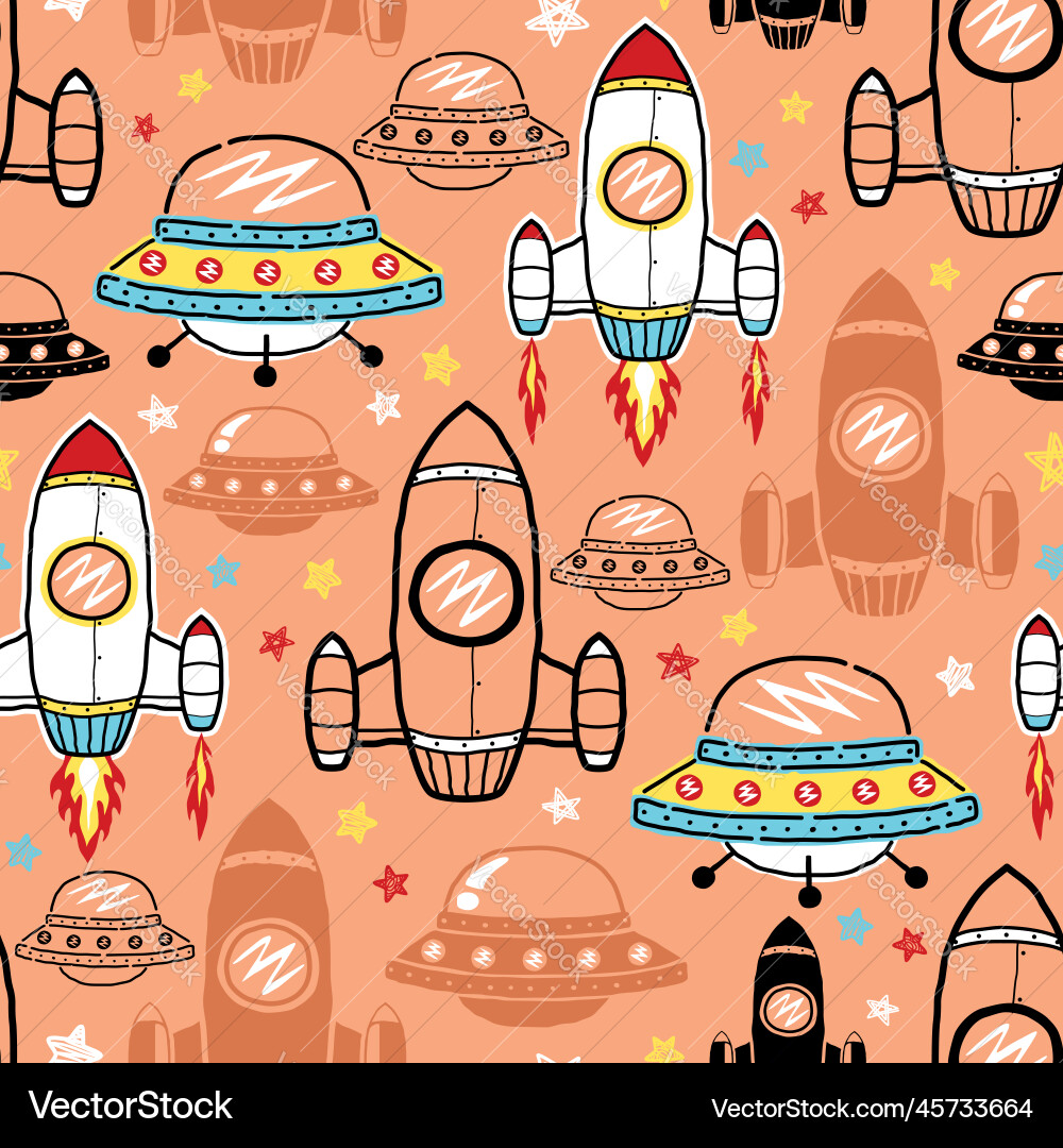 Seamless pattern of hand drawn space elements Seamless pattern of hand drawn space elements vector image