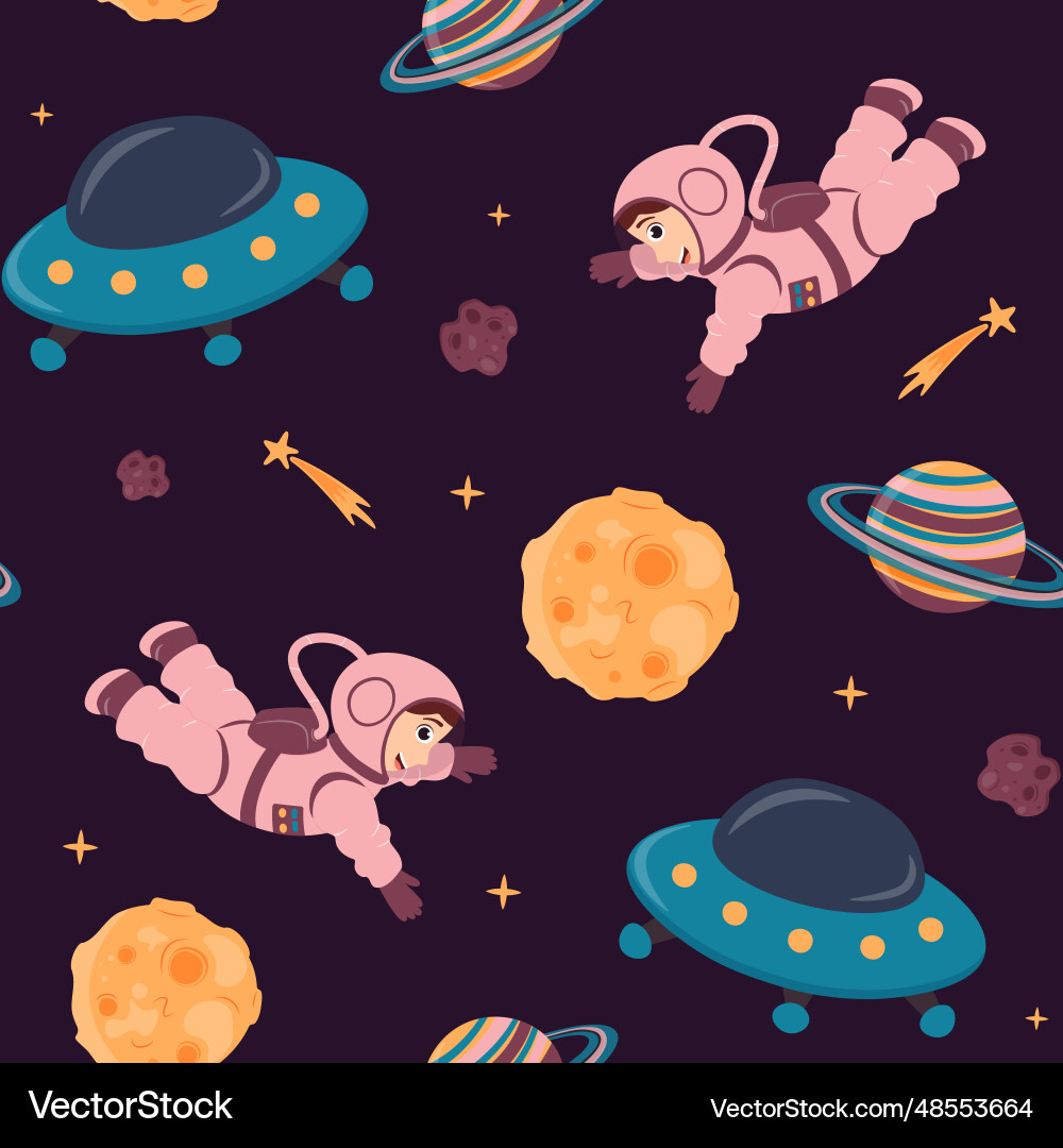 Seamless pattern of open space with cute Seamless pattern of open space with cute vector image