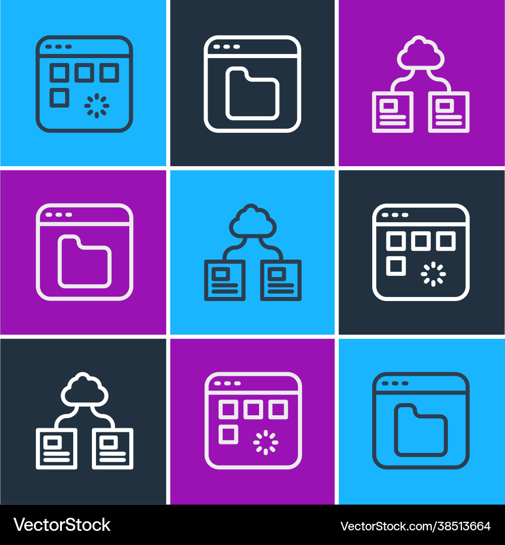 Set line loading data window cloud technology Set line loading data window cloud technology vector image