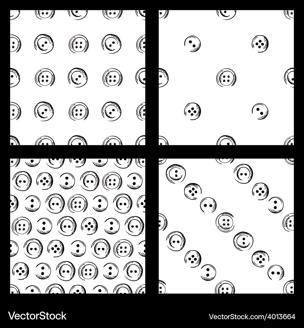 Set of seamless pattern buttons vector image