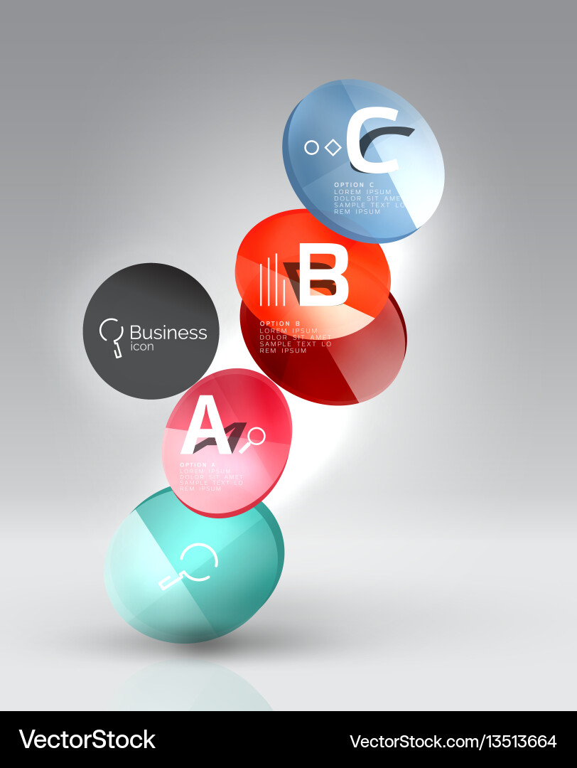 Shiny circles with text in 3d space Vector Image