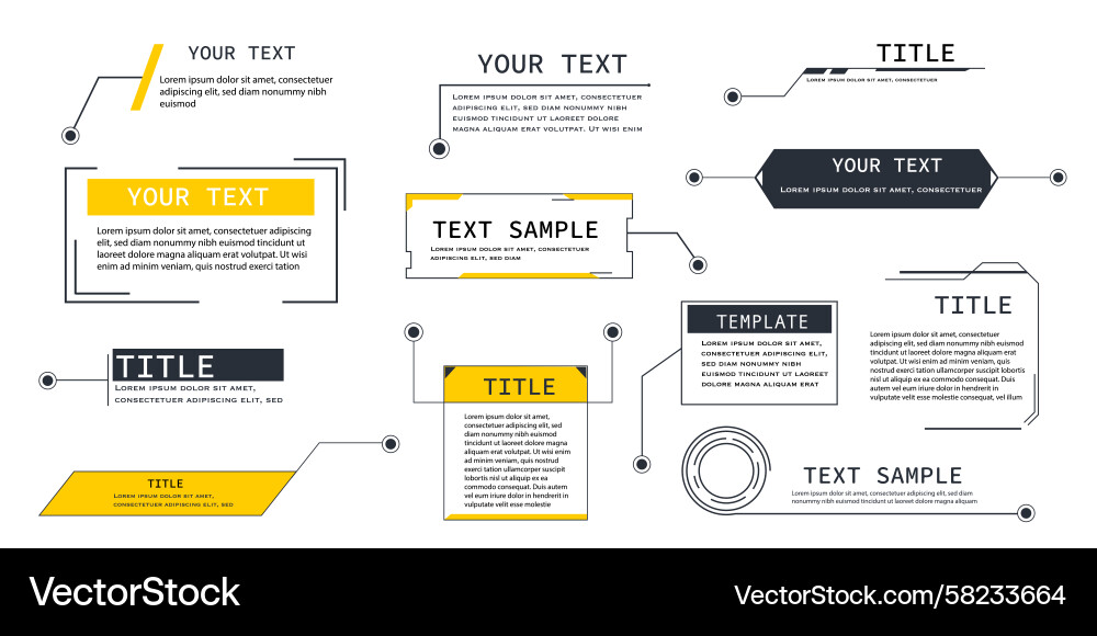 Text box frame title callout tech hud border menu Vector Image