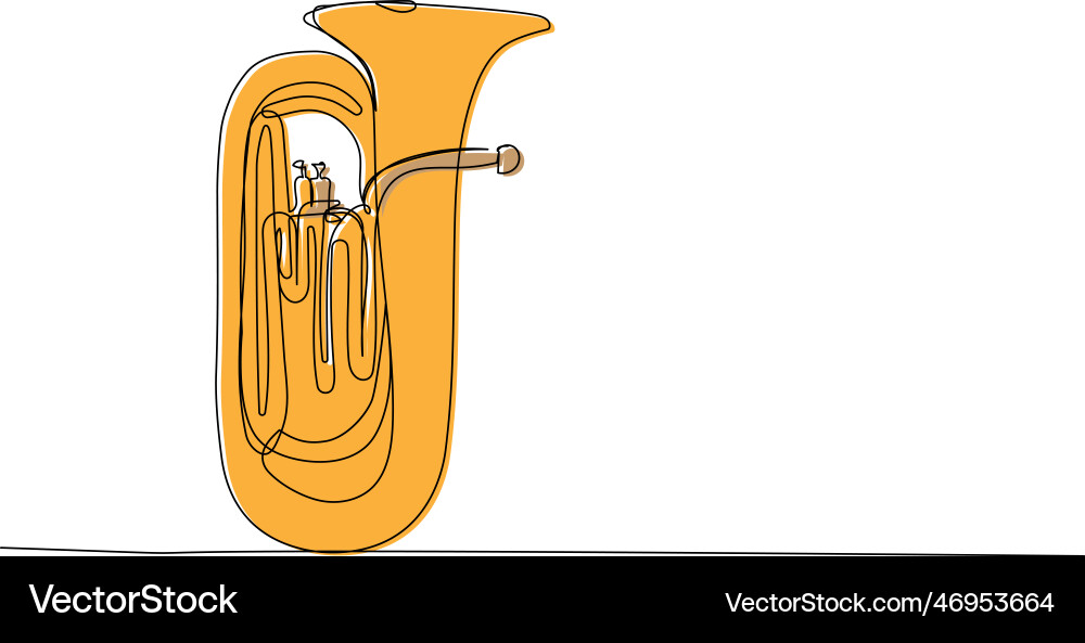 Tuba one line color art continuous drawing Tuba one line color art continuous drawing vector image
