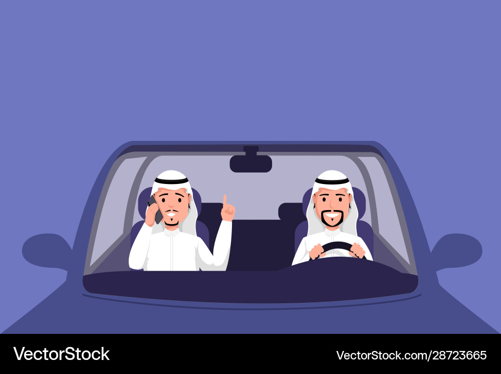 Arab man driving auto muslim Vector Image