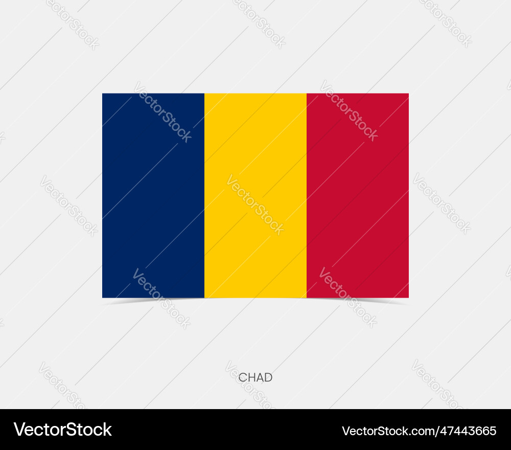 Chad rectangle flag icon with shadow Vector Image