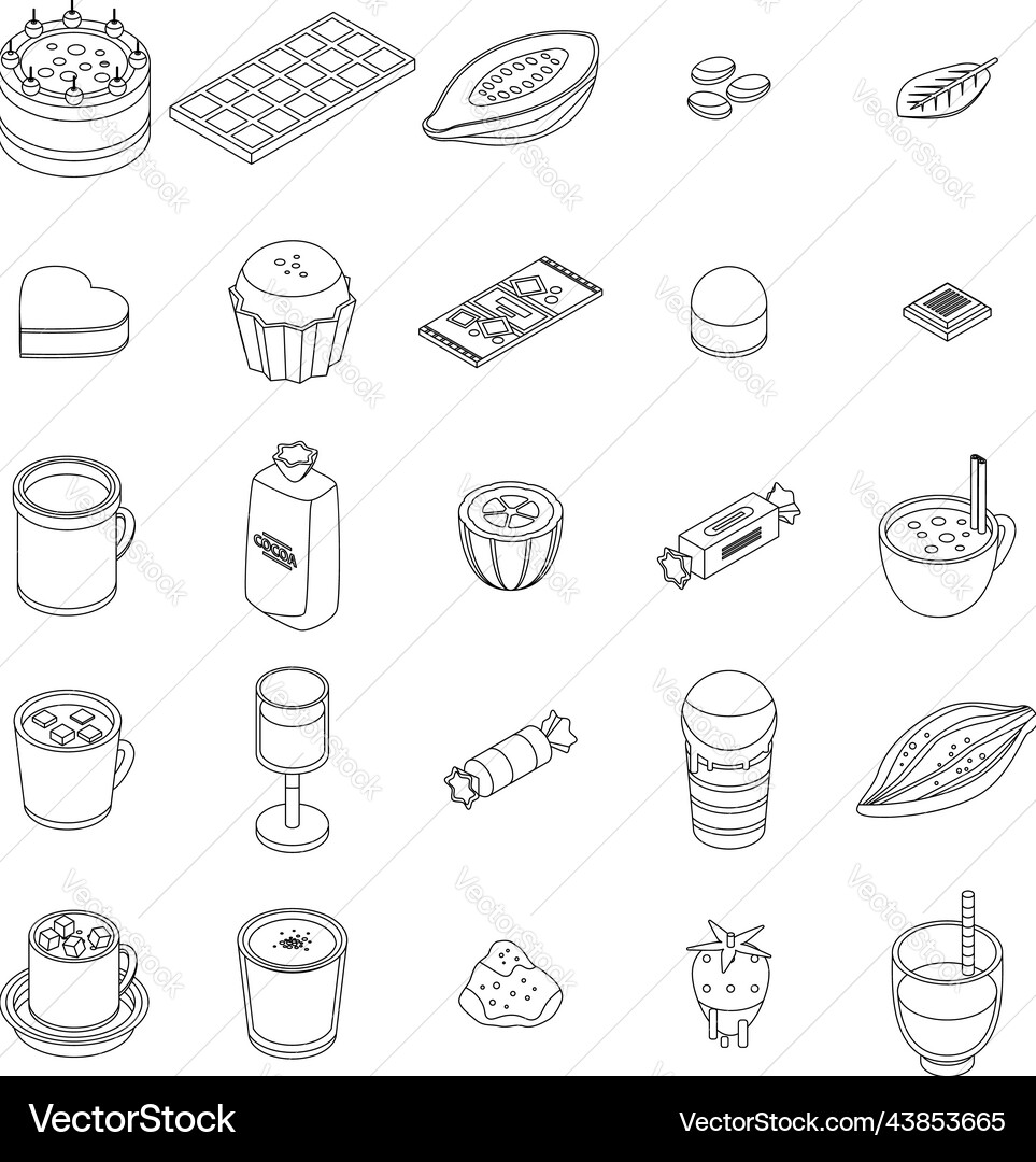 Cocoa icons set outline Cocoa icons set outline vector image