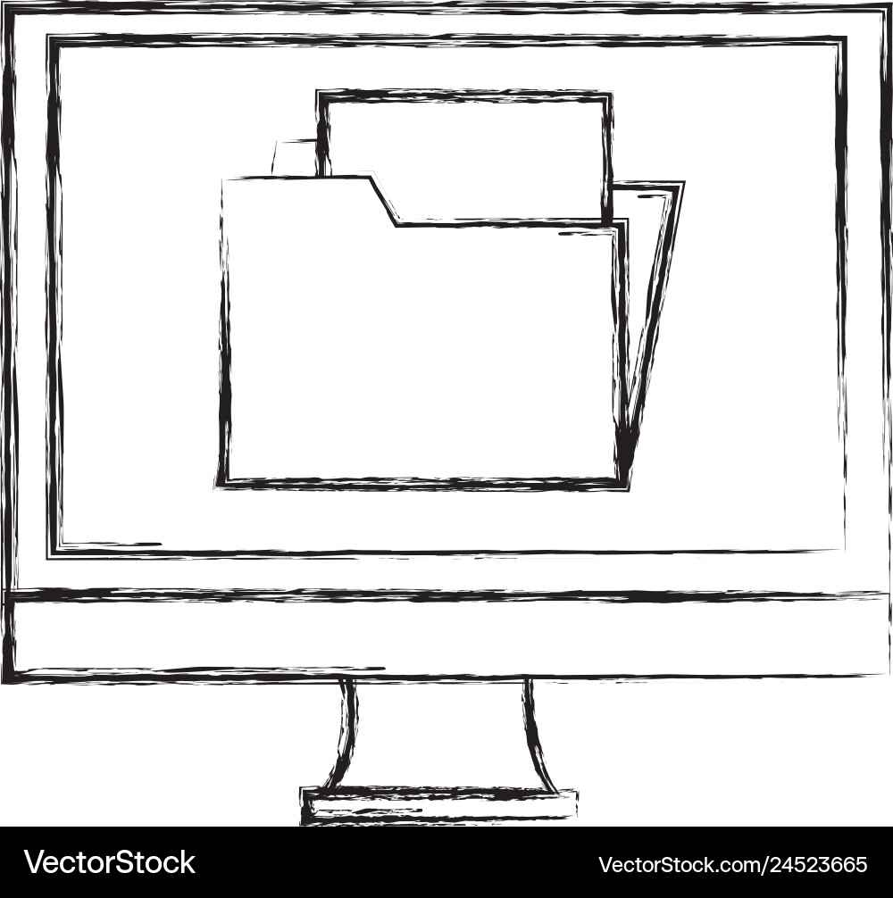 Computer display with folder Computer display with folder vector image