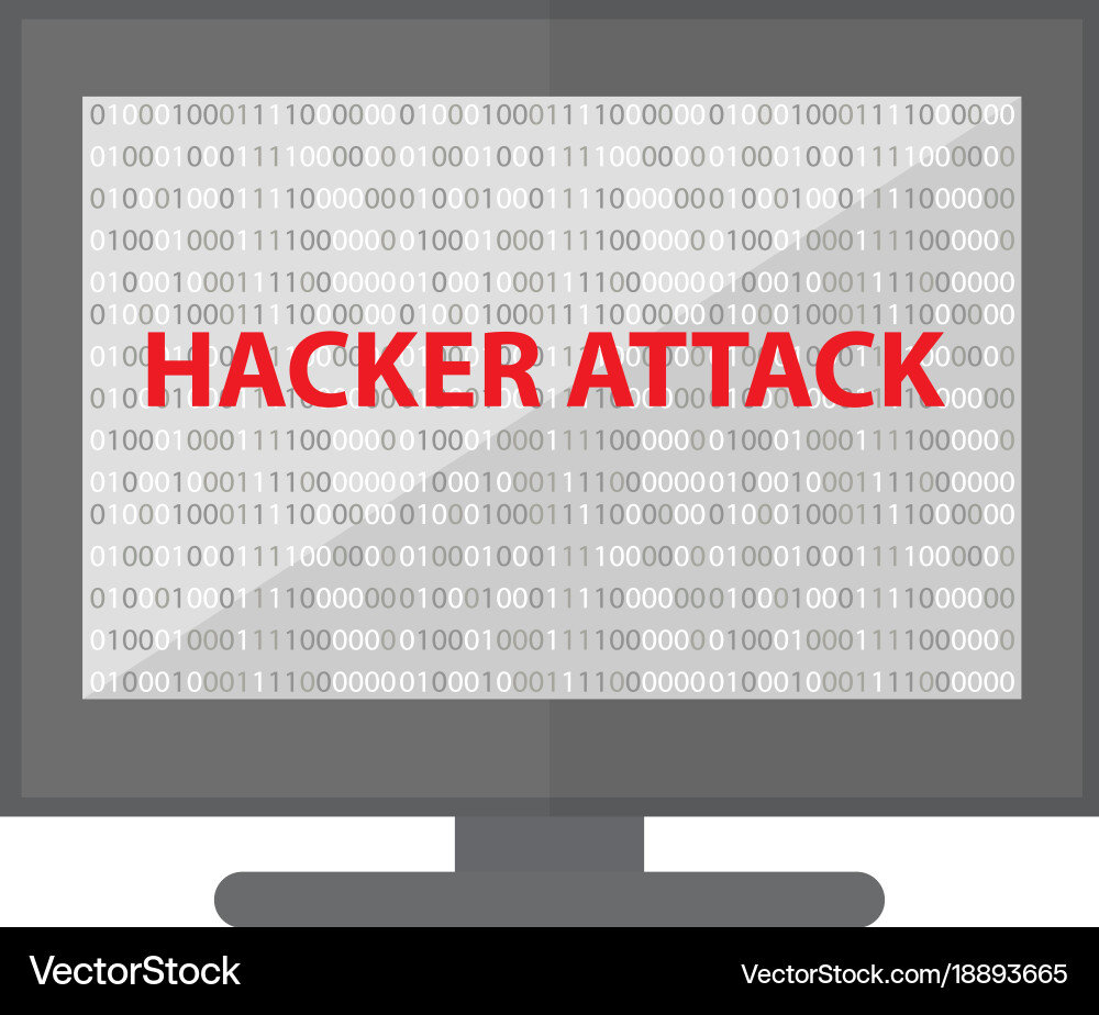 Computer Hacking System Icon Monitor mit binär Vektorbild