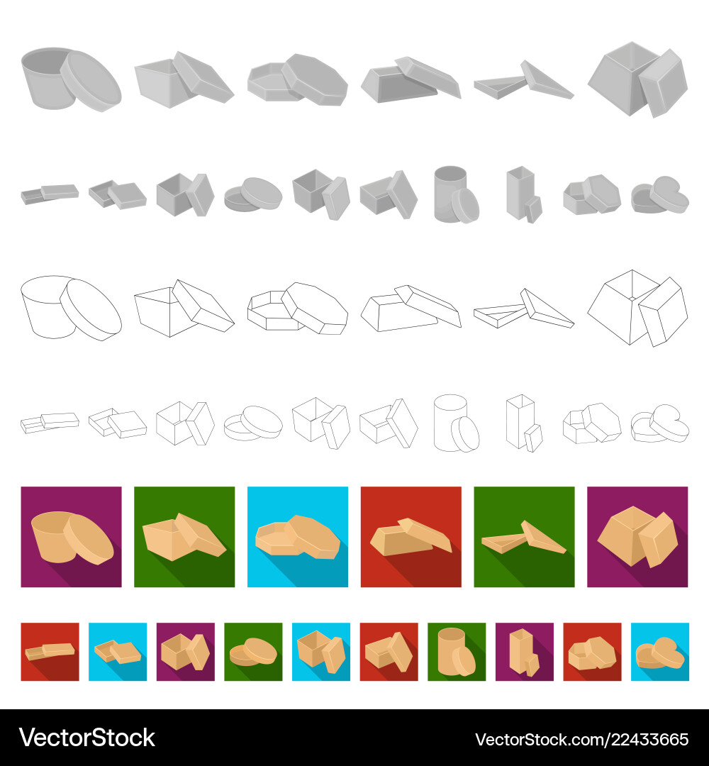 Different boxes flat icons in set collection vector image