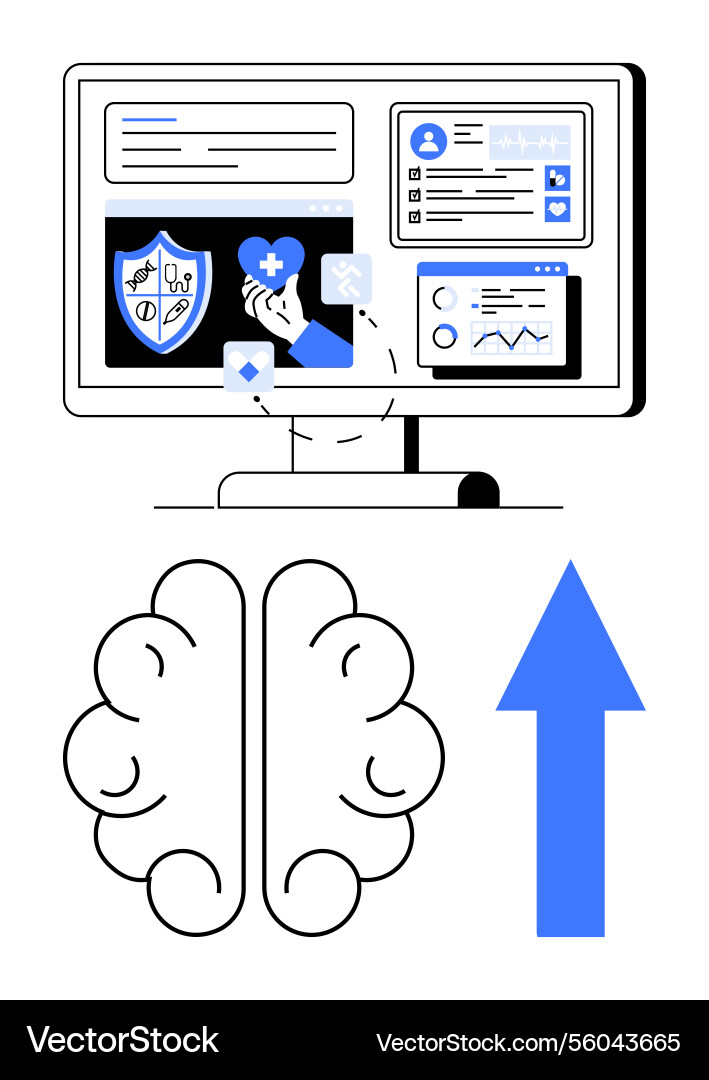 Digital health data analysis boosting cognitive Digital health data analysis boosting cognitive vector image