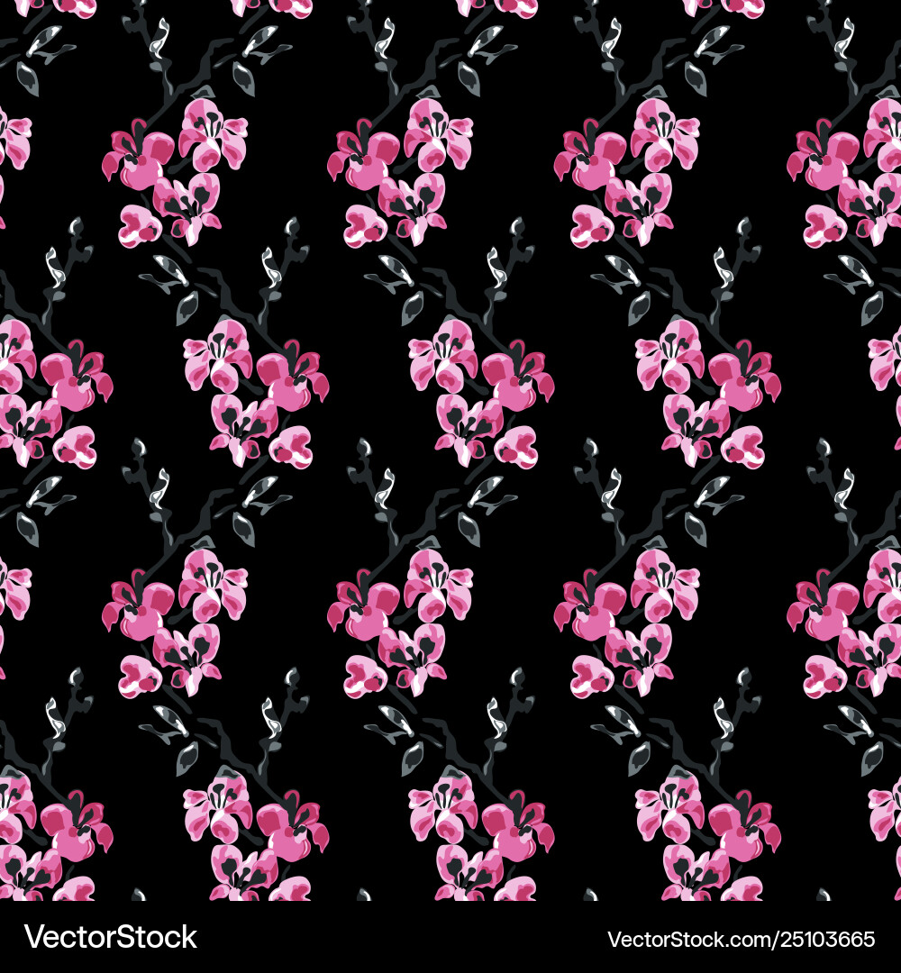 Elegant seamless pattern with sakura flowers Elegant seamless pattern with sakura flowers Vector Image
