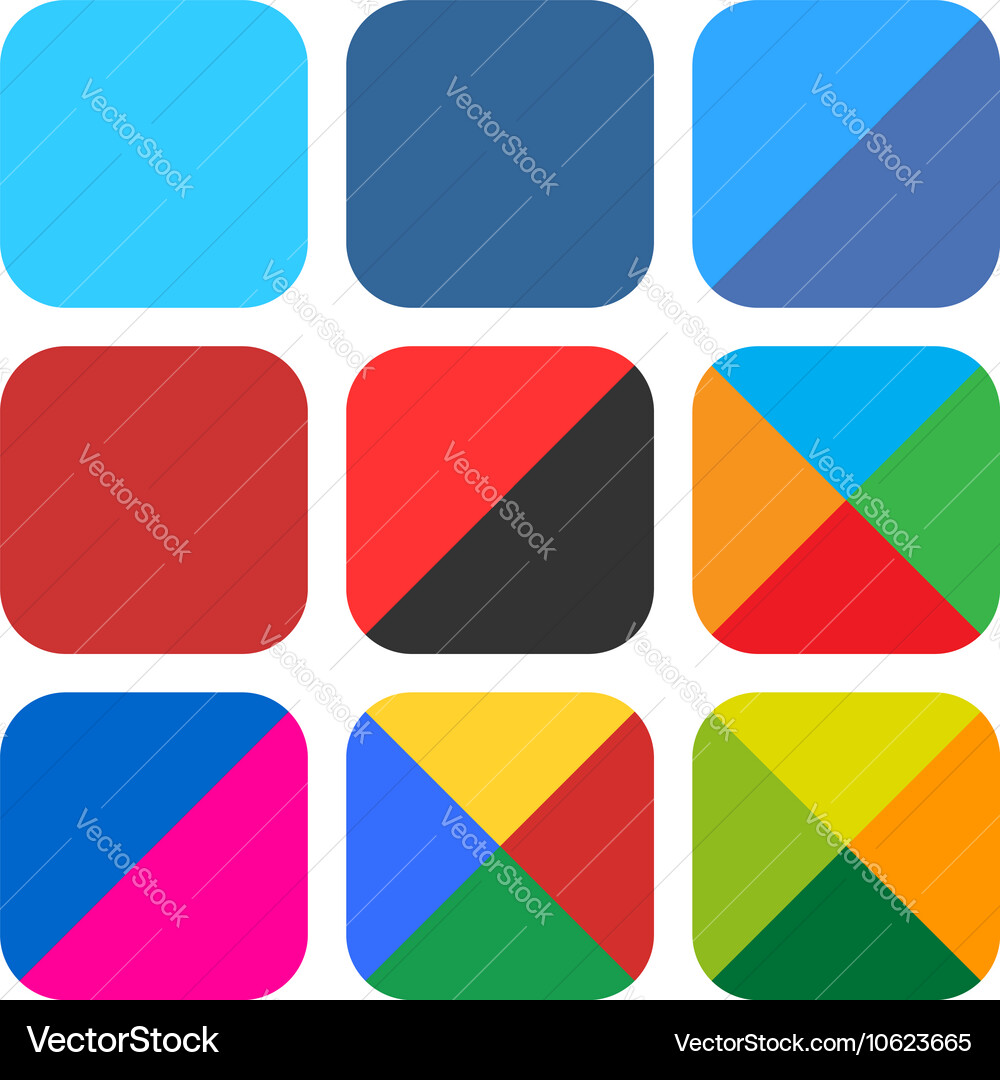 Flat blank rounded square icon set web button Vector Image