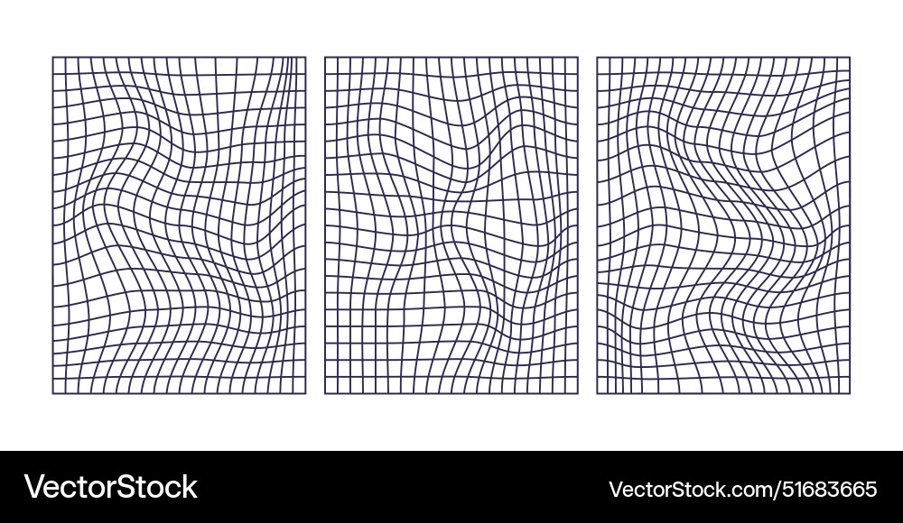 Grids distorted wireframes for poster design Vector Image