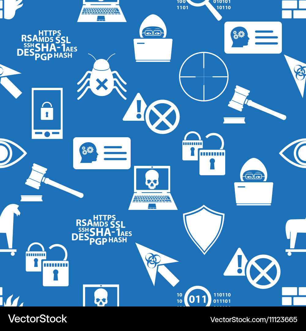 Hacker and computer security theme icons blue vector image