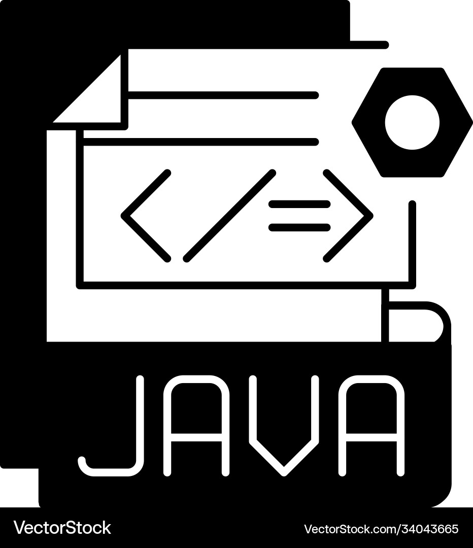 Java file black linear icon Java file black linear icon vector image