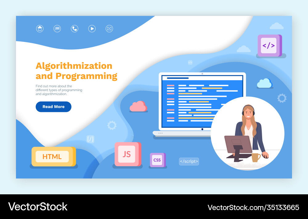 Landing page website algorithmization Landing page website algorithmization vector image