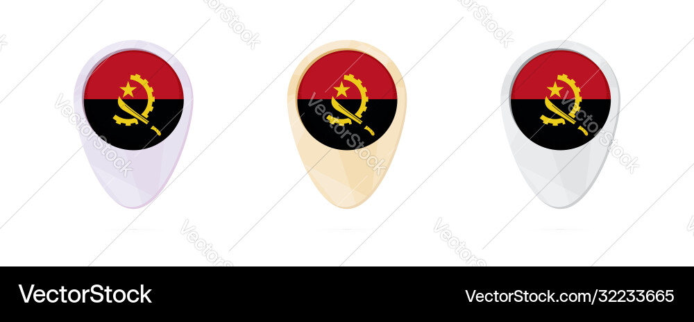 Map markers with flag angola 3 color versions Vector Image