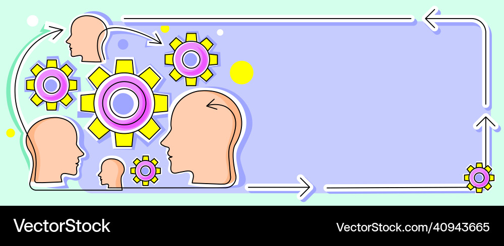 Multiple heads with cogs showing technology ideas Multiple heads with cogs showing technology ideas vector image