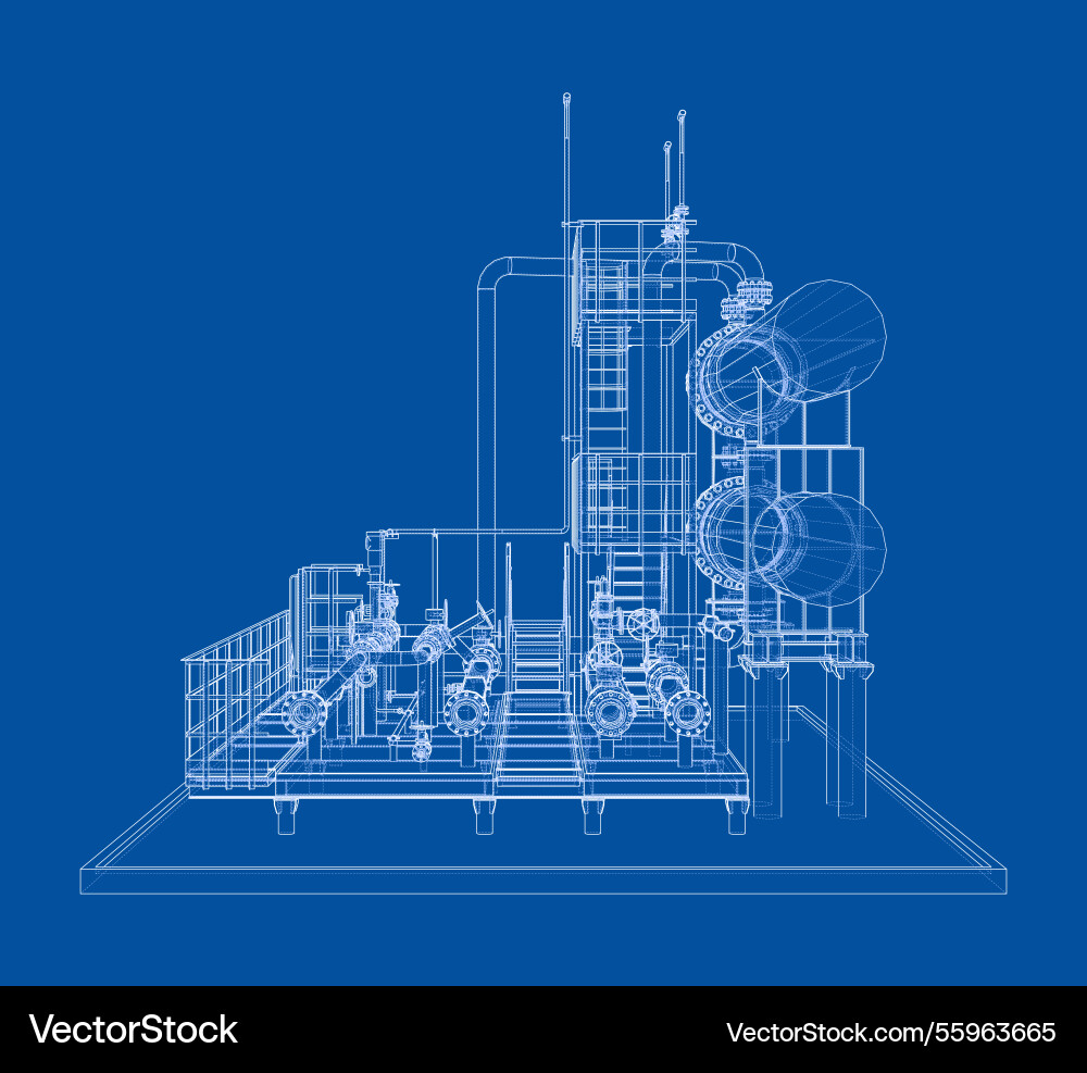 Petroleum heater exchanger rendering of 3d Petroleum heater exchanger rendering of 3d vector image