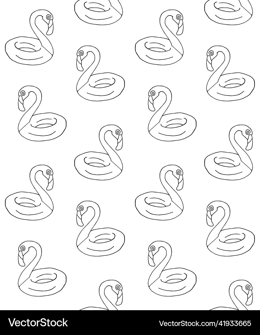 Seamless pattern of doodle flamingo float Vector Image