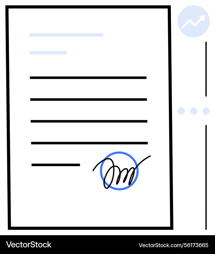 Signed document with graph highlighting business Vector Image