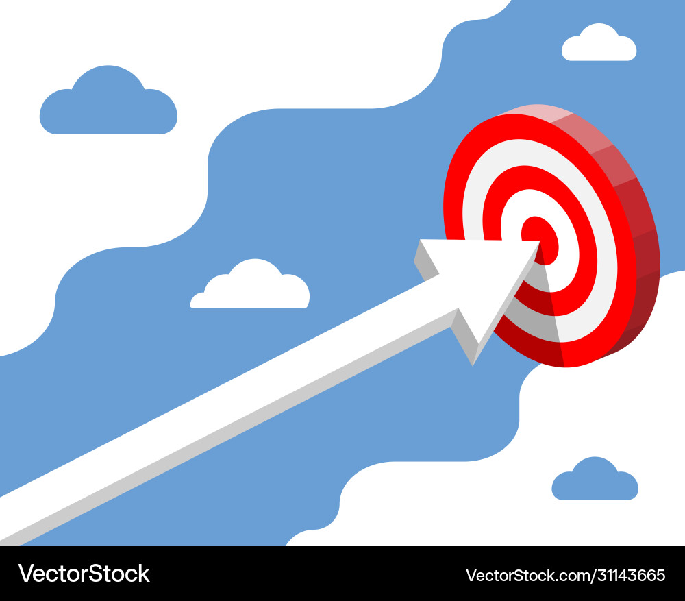 Target with arrow in center goal setting Target with arrow in center goal setting vector image