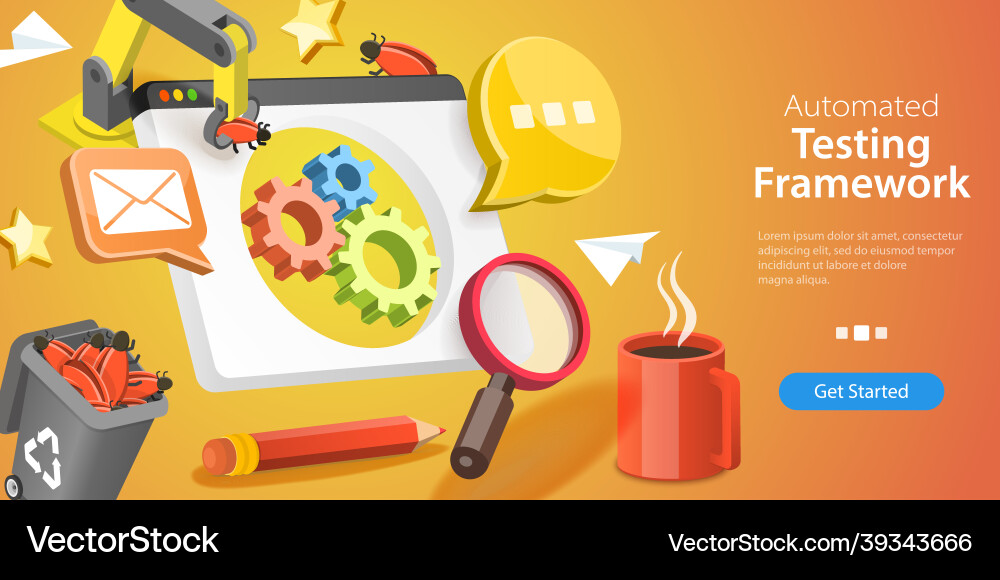 Automated Testing Framework Concept vector image