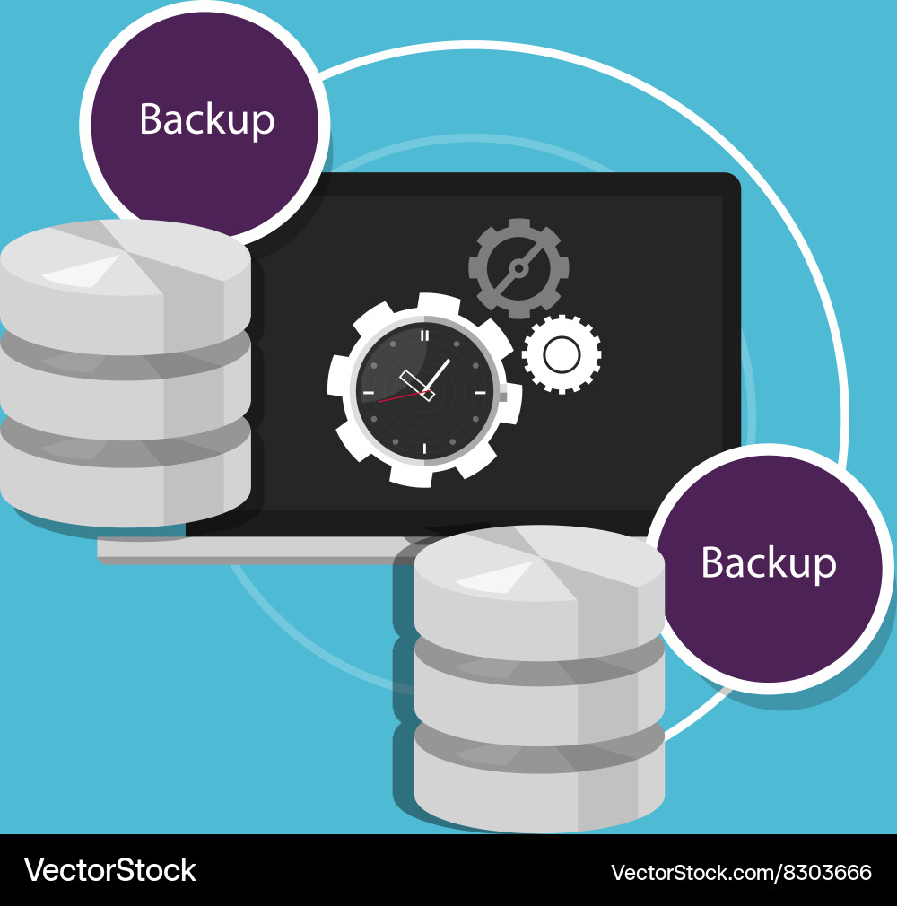 Automatic backup database machine data protection vector image