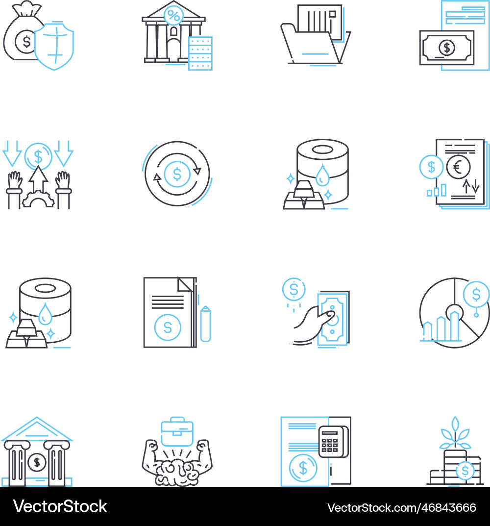 Capital allocation linear icons set efficiency Capital allocation linear icons set efficiency vector image