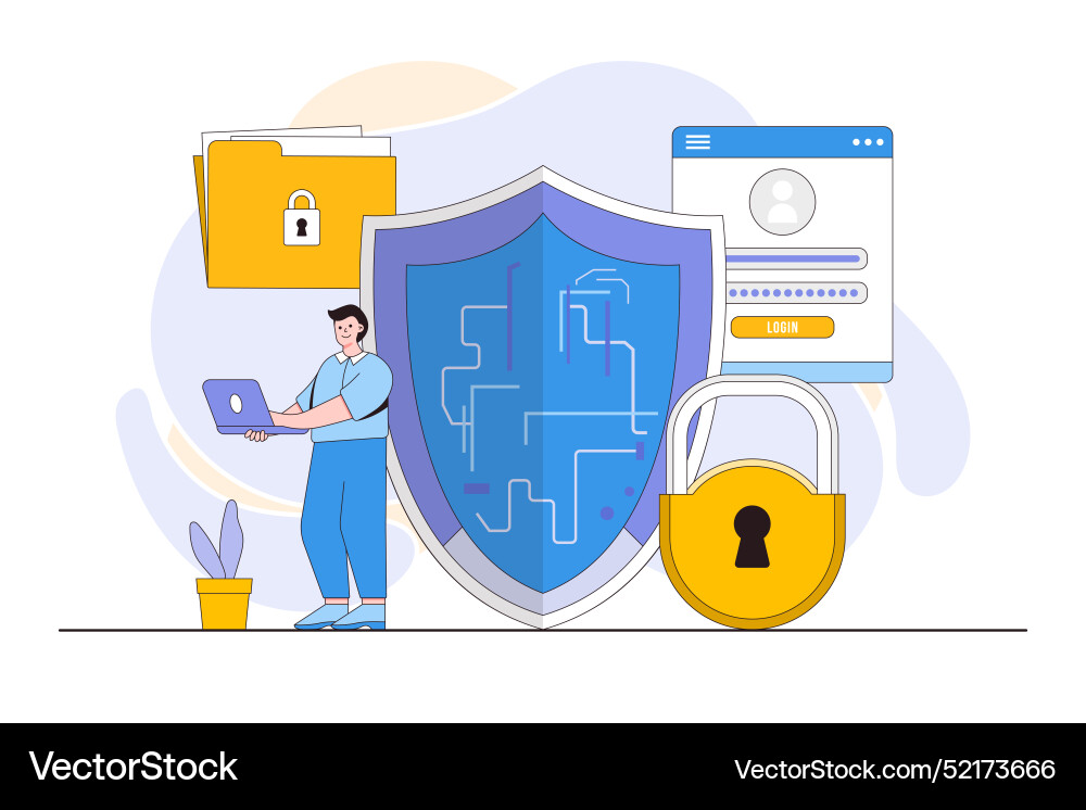 Cybersecurity and data privacy concept Cybersecurity and data privacy concept vector image