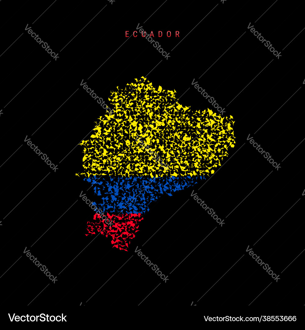 Ecuador flag map chaotic particles pattern Ecuador flag map chaotic particles pattern vector image