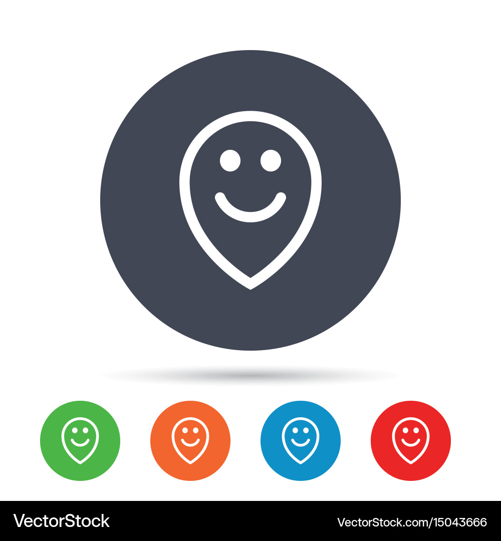 Happy face map pointer symbol smile icon vector image