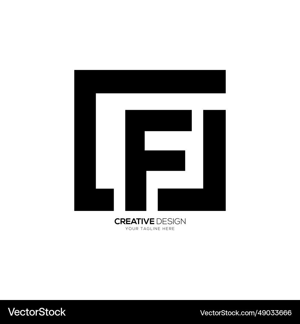 Letter c f j with rectangle shape unique design vector image