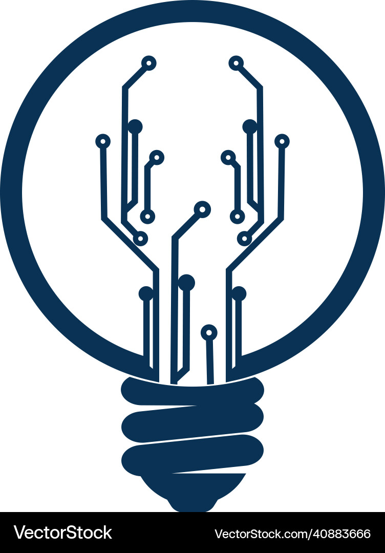 Light bulb idea icon with circuit board inside Vector Image