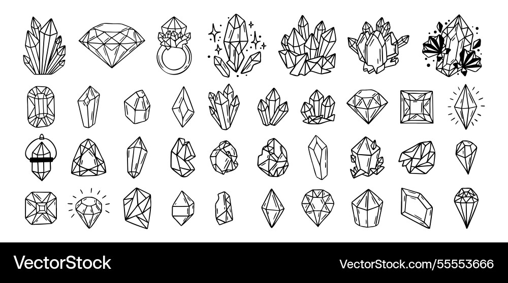 Mystical crystals or diamonds isolated clipart Mystical crystals or diamonds isolated clipart vector image