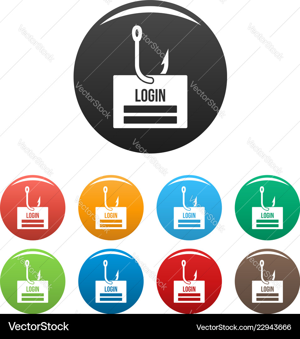 Phishing login icons set color Phishing login icons set color vector image