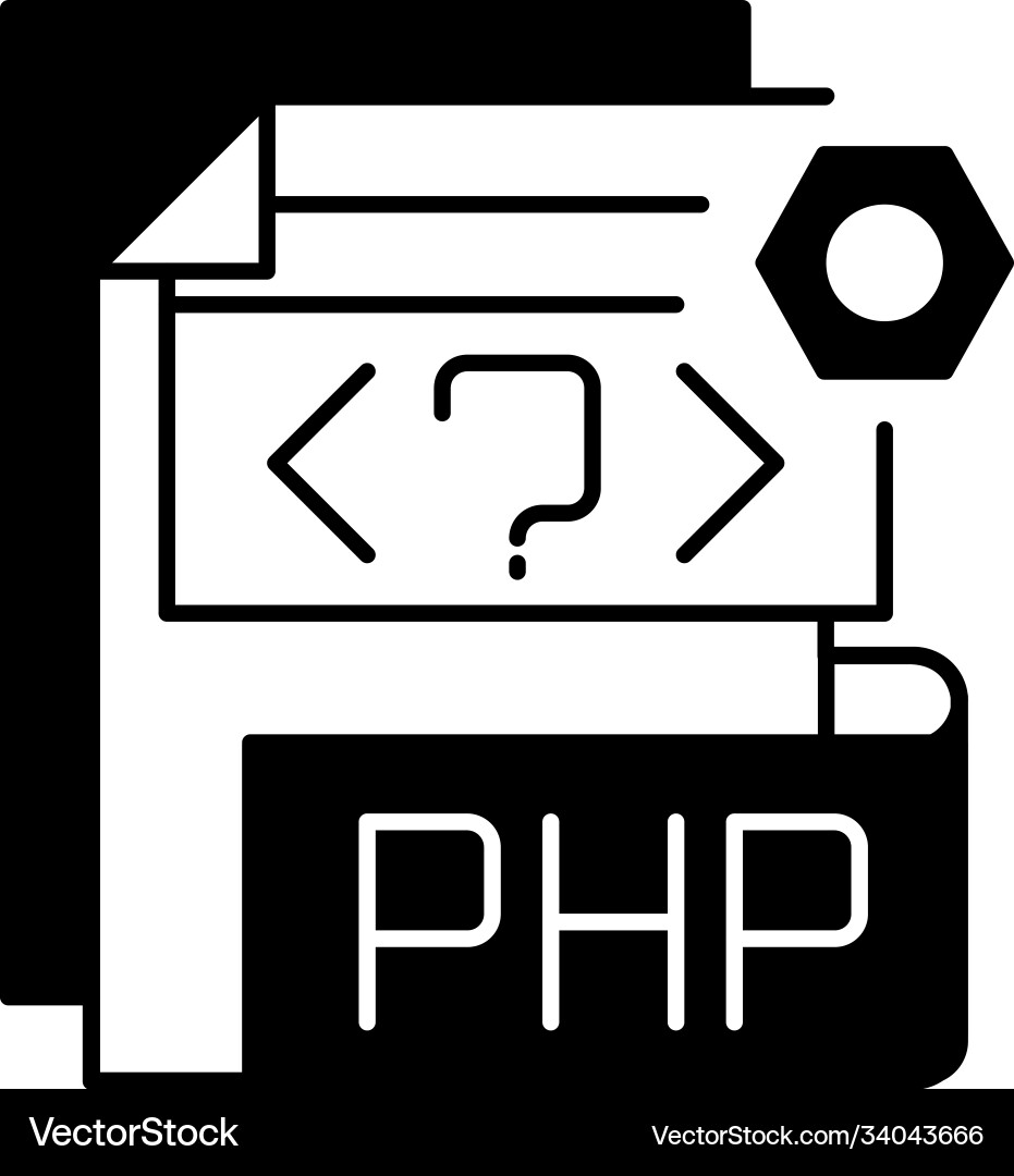 Php-Datei schwarze lineare Symbol Php-Datei schwarze lineare Symbol vektorbild