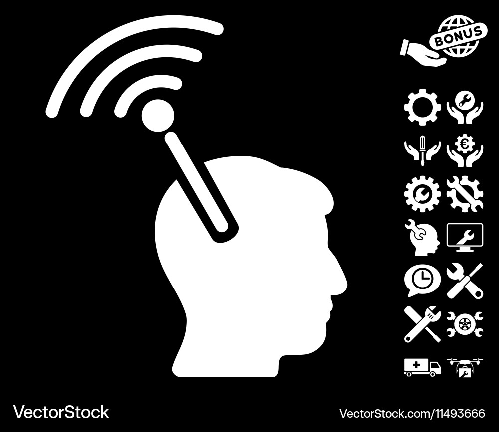 Radio neural interface icon with tools vector image