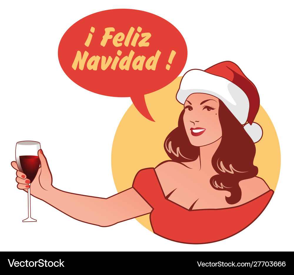 Retro Spanish Christmas Pin-Up Vector Image