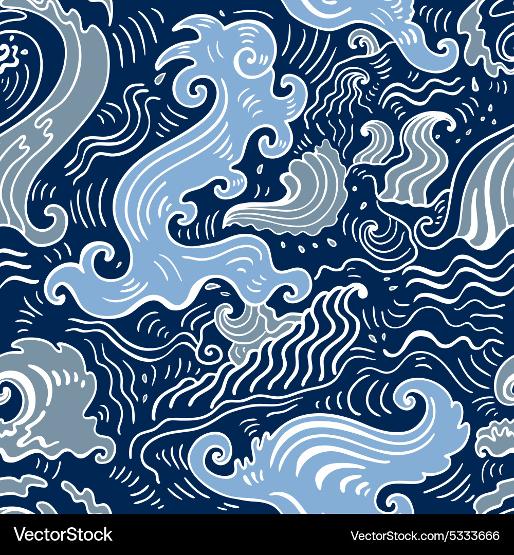 Sea waves seamless background Royalty Free Vector Image