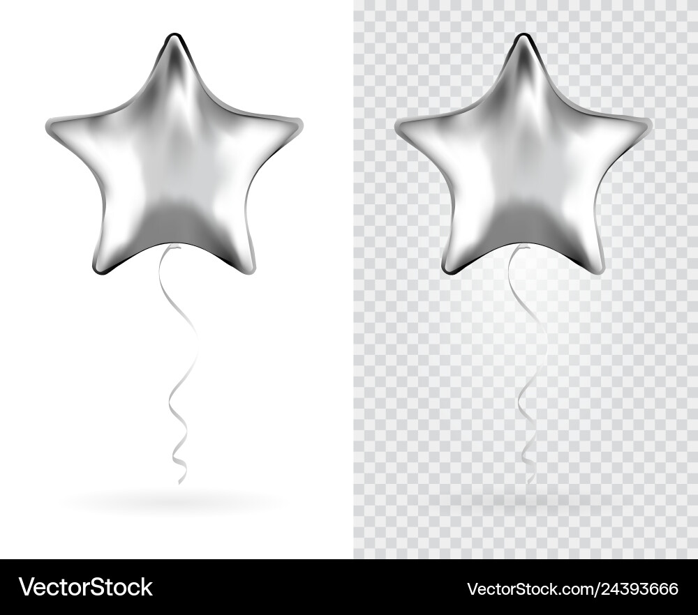 Set aus silbernen Star Folienballons auf transparent Set aus silbernen Star Folienballons auf transparent vektorbild