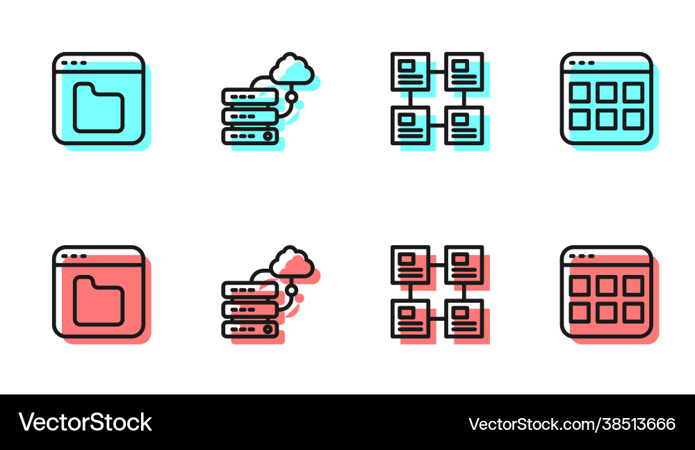 Set line hierarchy organogram chart browser files Set line hierarchy organogram chart browser files Vector Image