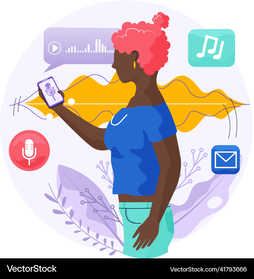 Voice Assistant Smart Speaker Control vector image