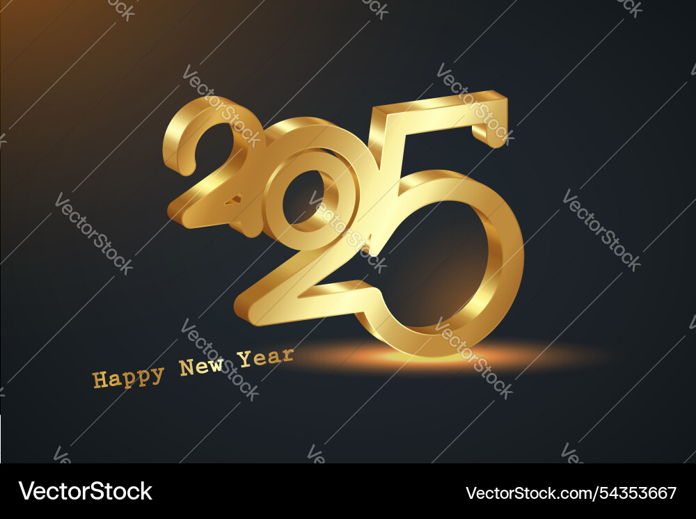 2025 new year 3d gold logo design holiday card 2025 new year 3d gold logo design holiday card vector image